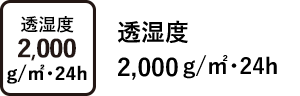 透湿度 2,000 g/㎡･24h