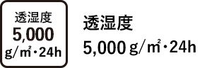 透湿度 5,000 g/㎡･24h