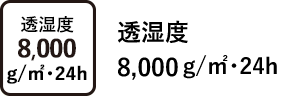 透湿度 8,000 g/㎡･24h