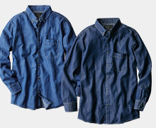 シンプルだから着こなしやすい！デニム長袖シャツ
